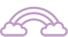 Purple rainbow icon with a cloud on a white background