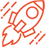 Neon sign of a rocket ship on a black background