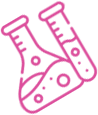 Pink beaker icon on a white background